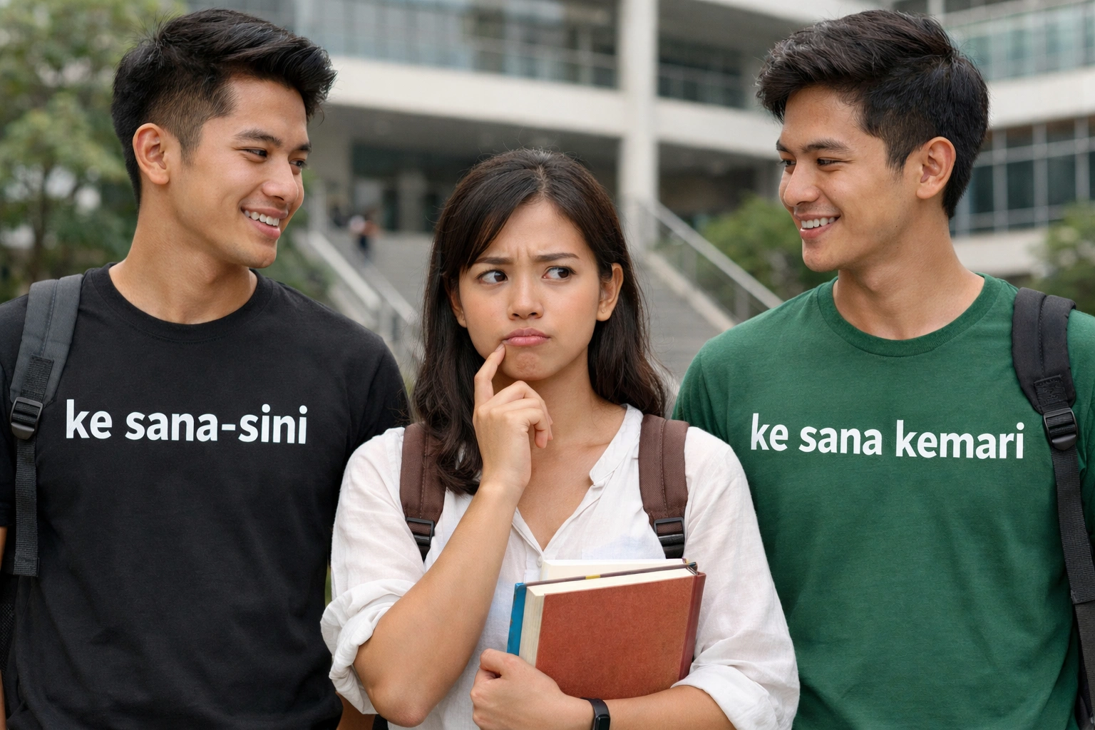 mahasiswi bingung harus memilih yang mana_ilustrasi artikel Yakin yang Benar: Ke Sana Kemari Bukan ke Sana-Sini